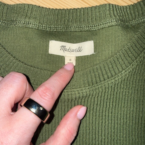 Madewell Green Ribbed Asymmetrical Top - S - Picture 6 of 7
